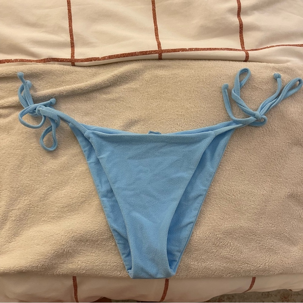 Daily Drills Terry String Bikini Bottoms in Bondi Blue